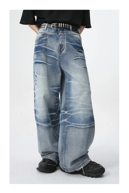vintage blue baggy jeans man loose straight denim pants harajuku hip hop jeans trousers men unique jeans style 4714