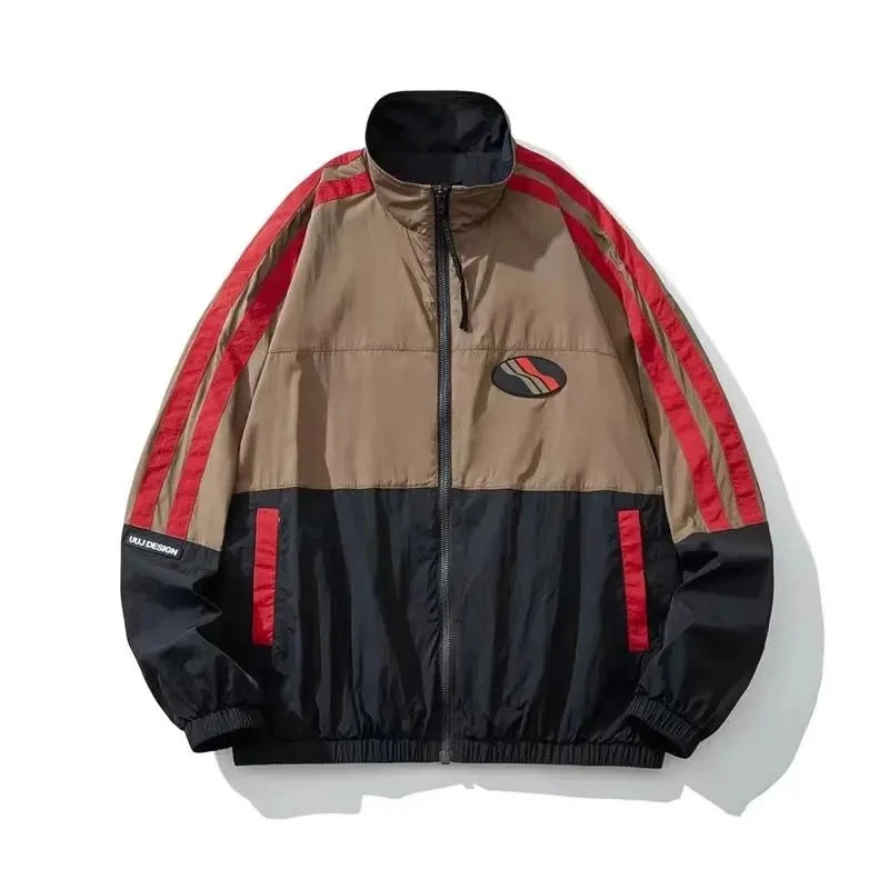 spring korean varsity jacket men women patchwork college coat 2023 color block sport jackets loose windbreaker stand collar unique default style 3283