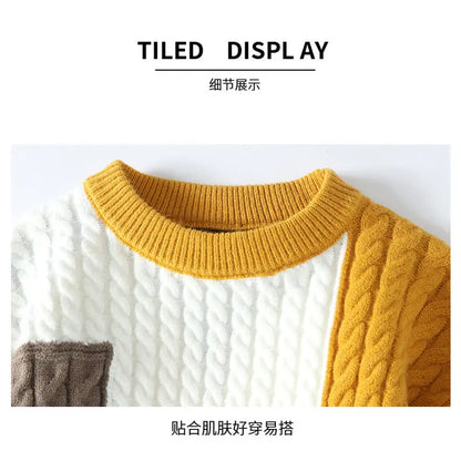 Autumn Men's Twist Braid Sweater Fashion Pullovers Winter Thick Knit Sweaters Streetwear Solid Warm O Neck Jumper Pullover Street King Limited