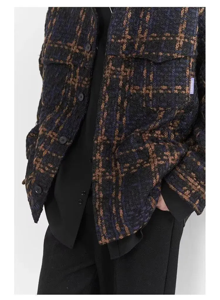 Spring and Autumn High Street Men and Women Trendy Personalized Plaid Collar Jacket Couple Retro Korean Coat Harajuku Top y2k Street King Limited