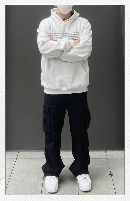 Oversized Flame Graphic Hoodie for Men