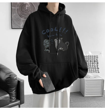 Cool Cartoon Cat Graphic Print Hoodies For Men Y2K Streetwear Clothes Hip Hop Fashion Hooded Sweatshirts Loose Pullover Hoody Street King Limited