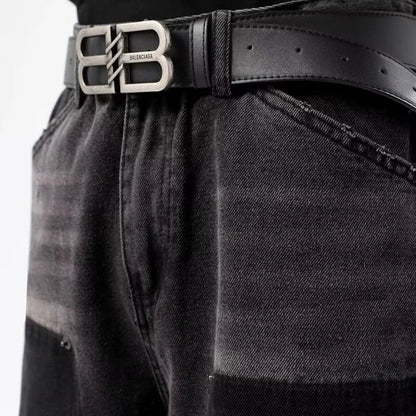 Summer Slim High Street Jeans Mens Washed Rough Edge Patchwork Straight Cowboy Pants Pockets Design Rivets Denim Trousers Thin Street King Limited