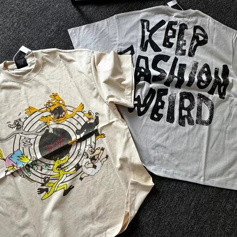 Black White Blue SAINT T-shirt Men Woman Good Quality Vintage Cartoon Pattern Printing Loose Casual Top Tees Street King Limited