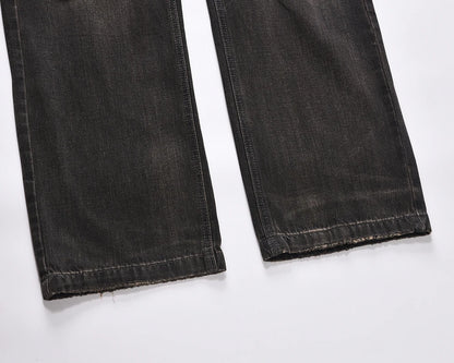 streetwear frayed hole distreesed ripped baggy jeans for men and women pantalones hombre y2k casual denim trousers oversized unique jeans style 5833