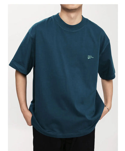 Summer Korean style loose simple short sleeved T shirt men casual y2k street solid color Harajuku round neck half sleeved top Street King Limited