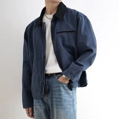 american trendy tooling mens jackets vintage solid distressed bomber coats patchwork zipper pocket high street short outwear unique shorts style 3453