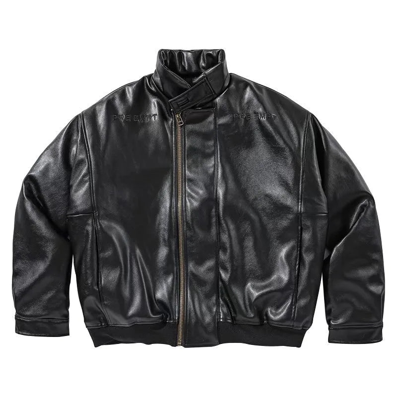 japanese street motorcycle set men thickened stand collar hip hop leather jacket harajuku casual pants 2 pcs bomber suit 2023 unique default style 4357