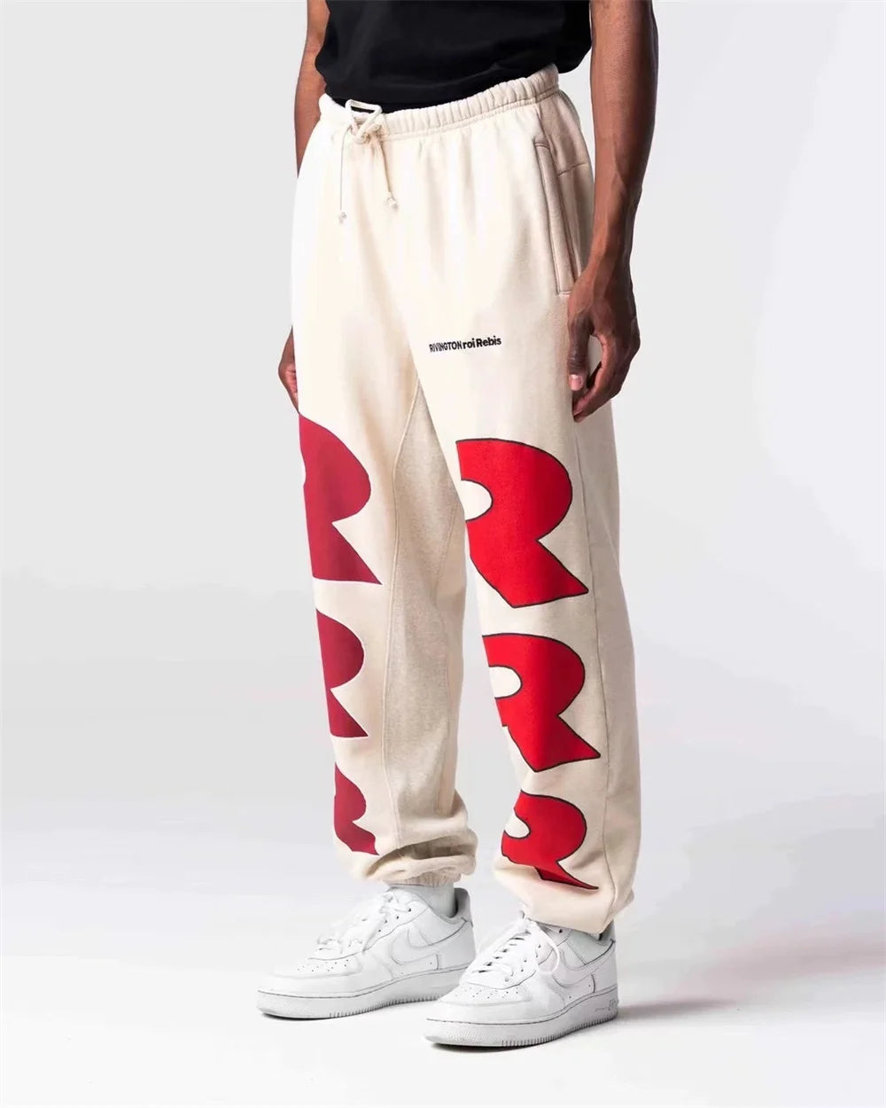 RRR123 24FW Sunshine Wash Brown Flower Grey Loose Drawstring Feet Guard Pants Street King Limited