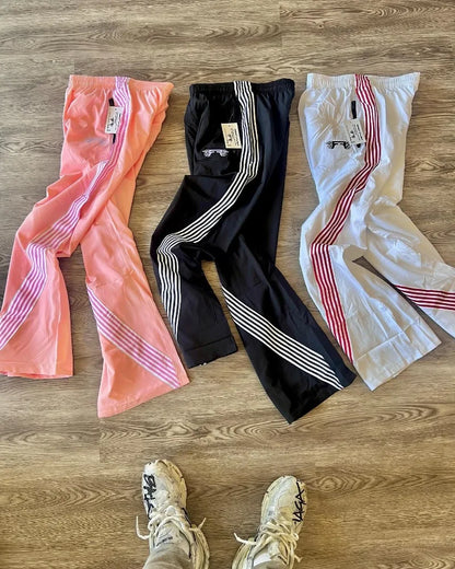american retro trend striped stretch waist women nine point pants y2k harajuku fashion loose casual couple sports wide leg pants unique default style 2130