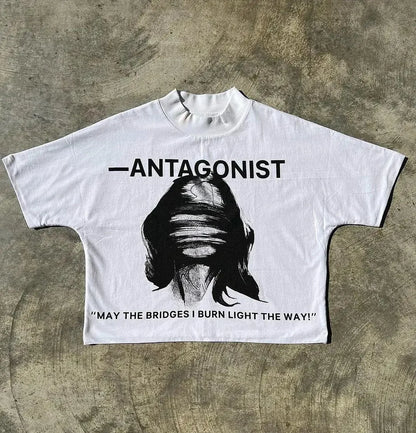 Y2k Streetwear Gothic Anime Graphic Print Oversized T-Shirt Men's Fashion Harajuku Rock Loose Round Neck Casual Short Sleeve Top Street King Limited