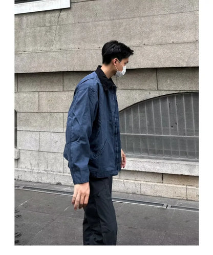 american trendy tooling mens jackets vintage solid distressed bomber coats patchwork zipper pocket high street short outwear unique shorts style 3461