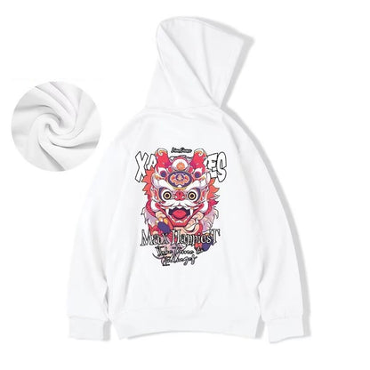 New Lion Dance Graphic Hoodies For Men Y2K Streetwear Fleece Hooded Sweatshirts Hip Hop Fashion Oversized Pullover Hoody Clothes Street King Limited