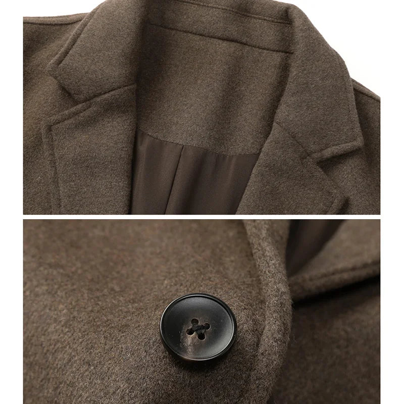 autumn winter men business casual fashion retro woolen thick blazer jacket korean streetwear plus size suit coat outerwear unique default style 1337