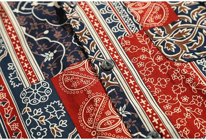 Korean Hawaiian Cuban collar retro printed shirt men American handsome simple casual versatile loose beach short-sleeved shirt Street King Limited