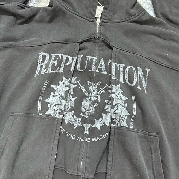 Double zipper hooded cardigan jacket Street King Limited