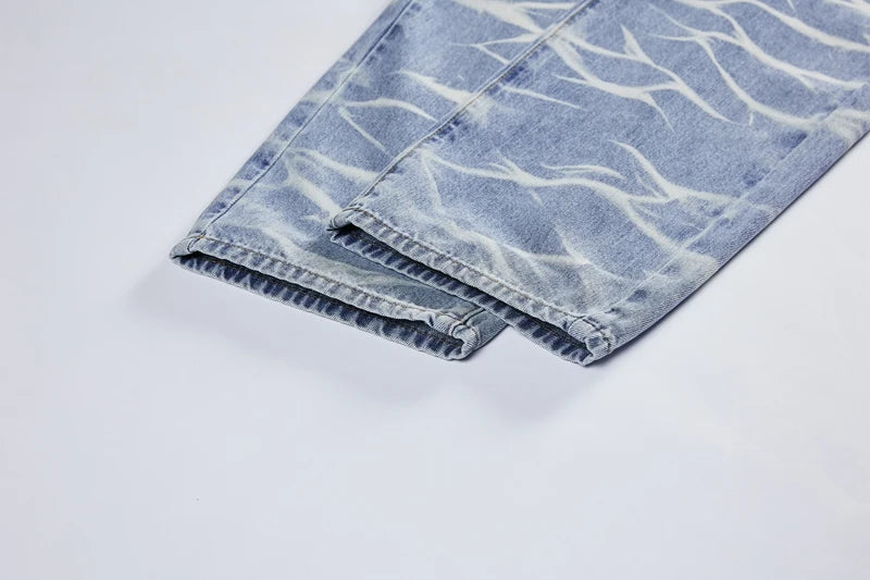 high street irregular tied dye biker jeans men denim straight jean pants 2023 motorcycle y2k trouser unisex hip hop casual pants unique jeans style 4992