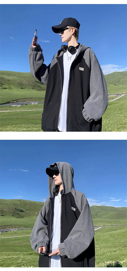 Oversized Flame Graphic Hoodie for Men