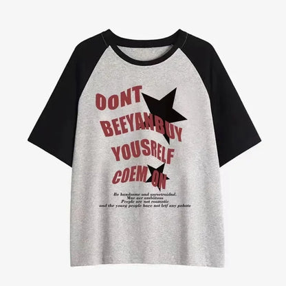American personality raglan shoulders oversized T shirt Fashion Harajuku streetwear women Letter Printing fresh Short sleeve top Street King Limited