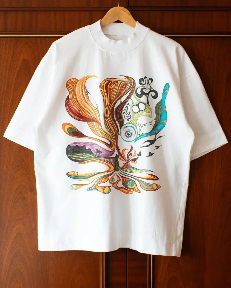 Spring and Autumn Streetwear Fashion Printed Pattern Oversized T-Shirt Women's Trendy Gothic Retro Loose Round Neck Shirt Top Street King Limited
