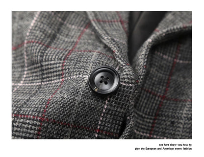 men autumn winter retro casual plus size thick plaid blazer jacket commuter man business streetwear fashion suit coat outerwear unique default style 1378