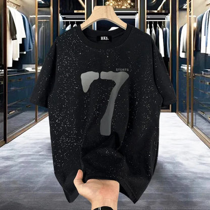 Mens T-Shirt Shining Starry Sky Casual Interesting Printed T-Shirt Autumn Street Trend Campus Short Sleeve Top Men'S Clothing Street King Limited