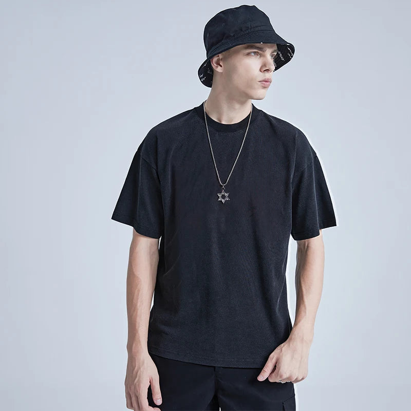 Rainbowtouches Washed Men's New T Shirt Vintage Unisex Original Design Shirt High Street Graphic Fashion Loose Mens T Shirts Street King Limited