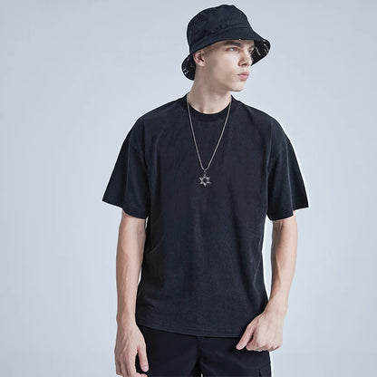 Rainbowtouches Washed Men's New T Shirt Vintage Unisex Original Design Shirt High Street Graphic Fashion Loose Mens T Shirts Street King Limited