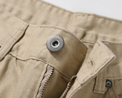 high street magic tape solid color straight jeans cargo pants mens retro harajuku vibe style baggy casual denim trousersrs unique cargo style 1052