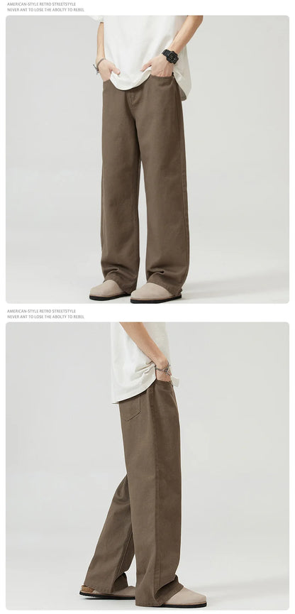 men solid color denim wide leg straight streetwear fashion loose casual jeans pants women y2k jeans trousers unique jeans style 1711