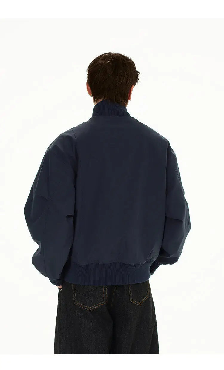 short design stand collar bomber jacket men korean streetwear fashion loose casual vintage bomber jacket coat cityboy outerwear unique shorts style 529