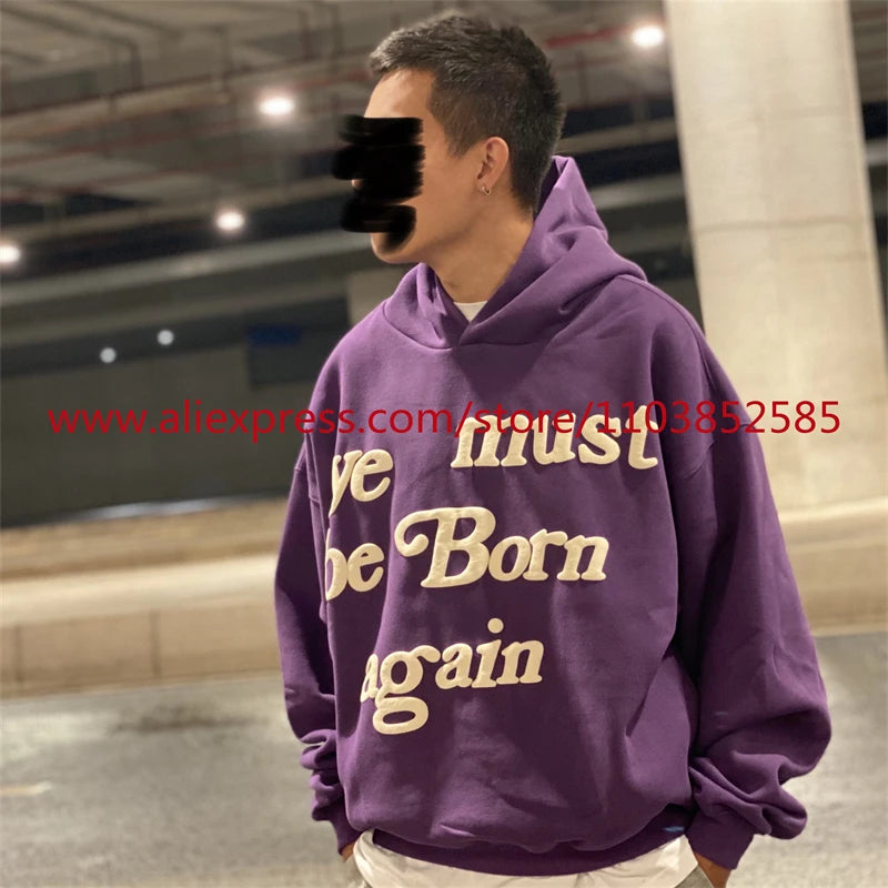 Autumn Winter New 2024 Vintage American Long sleeved Hoodie Men's Heavyweight Letter Embroidered Print High Street Tops Oversize Street King Limited