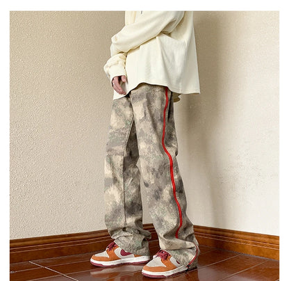 2023 outdoor side zipper camouflage baggy men cargo tracksuit pants overalls hip hop women sport long trousers spodnie dresowe unique cargo style 4081