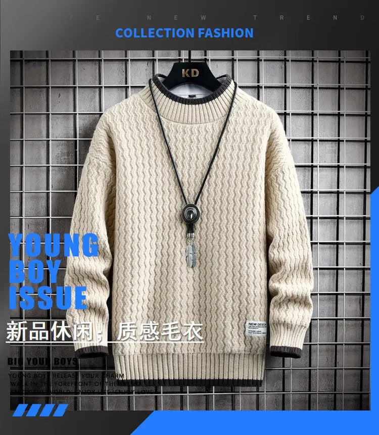 Brand Clothing Men's Loose Pullover Male Slim Fit Fashion Knitted Sweater Man  Thick Warm Pull Homme Retro Stripe Sweaters 4XL Street King Limited