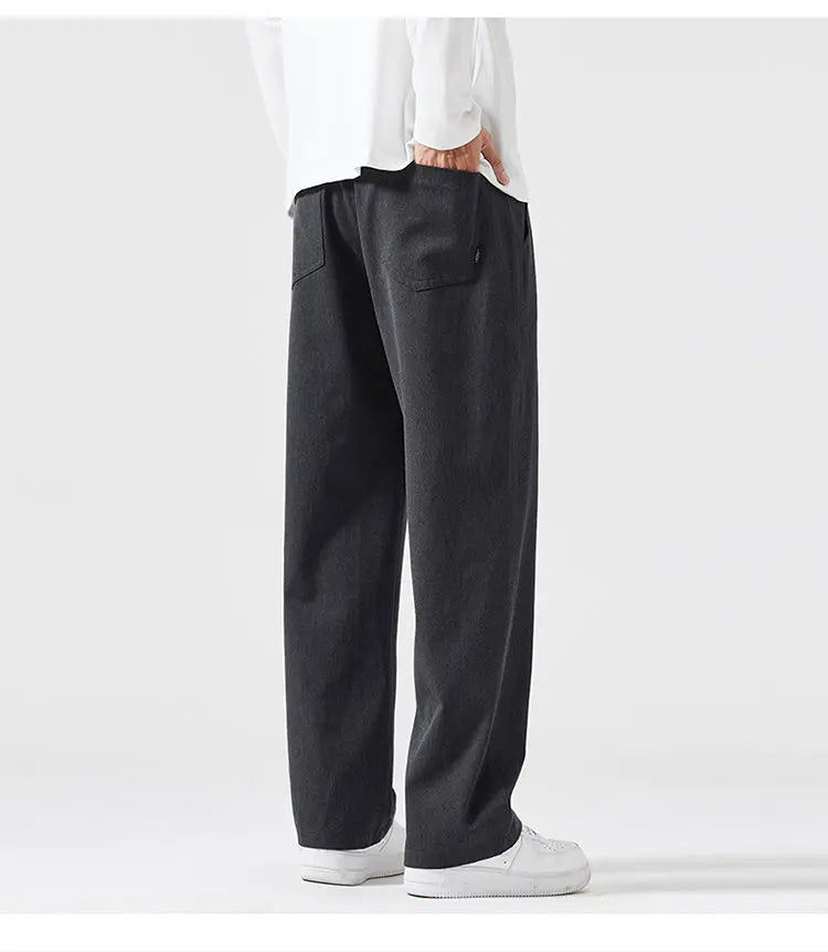 mens trend streetwear fashion loose casual plus size straight wide leg suit pant office man commute work pants trousers unique default style 2085