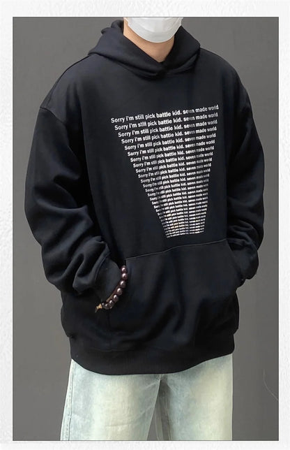 Oversized Flame Graphic Hoodie for Men
