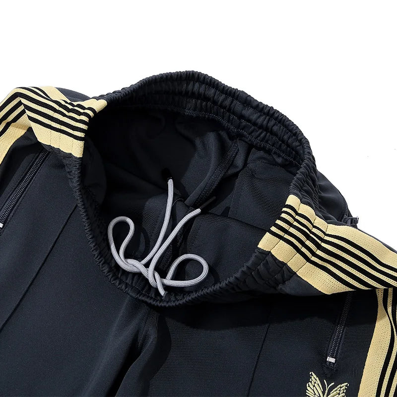 best quality embroidery logo new pants men woman side edge weaving stripe drawstring loose casual grey motion trousers urban fashion pants