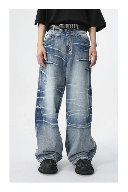 vintage blue baggy jeans man loose straight denim pants harajuku hip hop jeans trousers men unique jeans style 4713