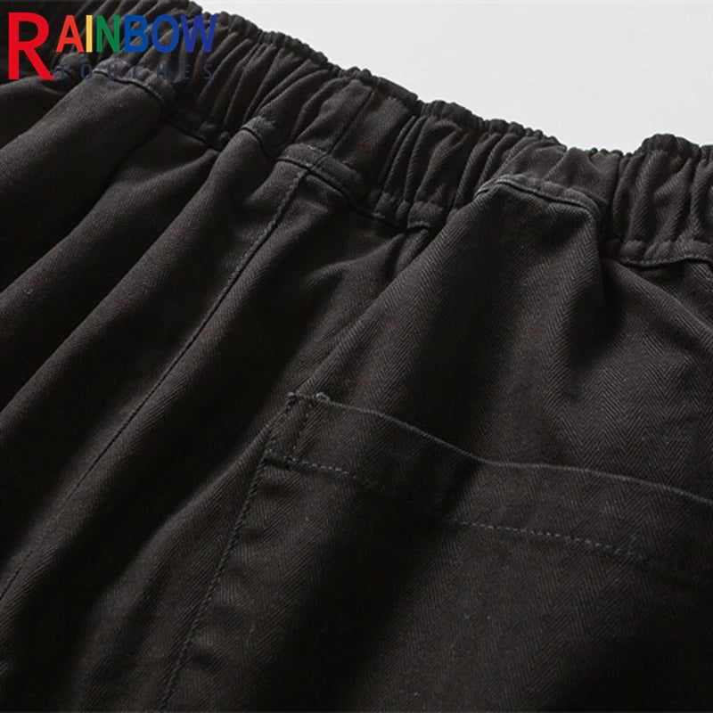 rainbowtouches 2022 tidal current new brand mens cargo pants harajuku fashion tie feet trousers loose safari style boy overalls combat utility trousers