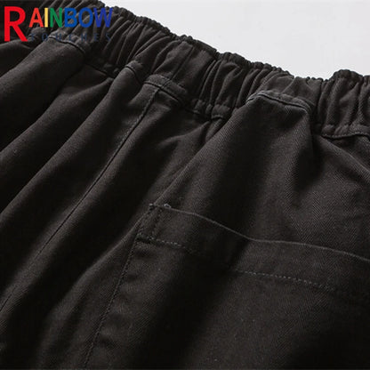 rainbowtouches 2022 tidal current new brand mens cargo pants harajuku fashion tie feet trousers loose safari style boy overalls combat utility trousers