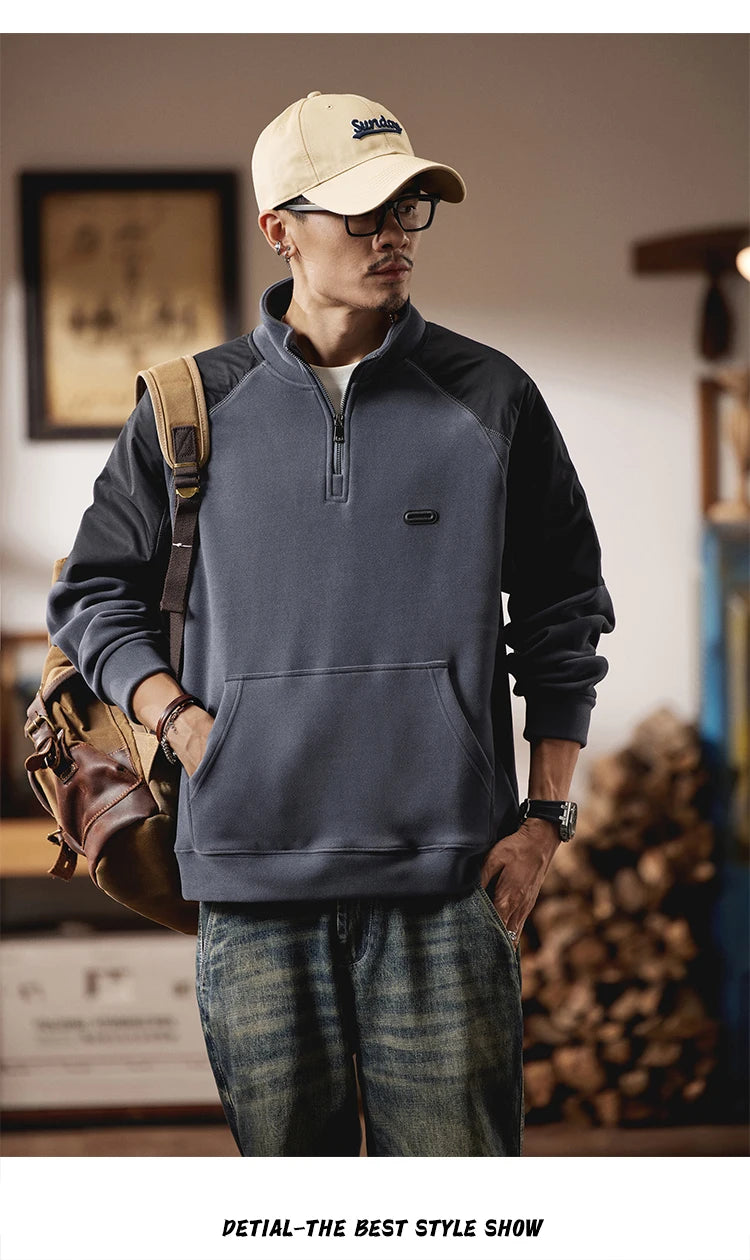 Men Autumn Winter 500g Double-sided Velvet American Retro Fashion Streetwear Loose Casual Pullover Sweatshirt Hoodies for Man Street King Limited