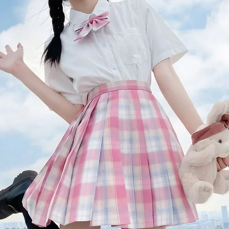 Jk Uniforms Gyaru School Uniform for Girl Student Pleated Skirt Uniform Set Women Short Sleeve Bow Tie Seifuku Japanese Style Street King Limited