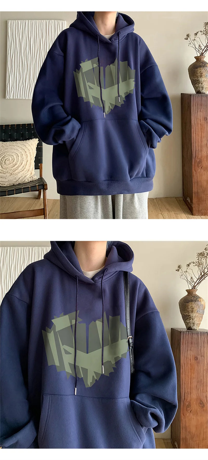 Autumn New Love Graphic Print Hoody Sweatshirts Man Hip Hop Oversized Streetwear Pullover Hoodies Y2K Vintage Casual Clothes Street King Limited