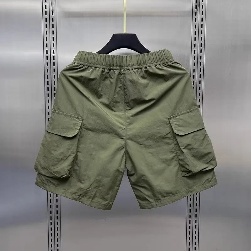 Men Shorts Summer Outdoor Glossy Cool Feeling Quick Dry Wide Leg Pants Functional Wind Large Pockets Trendy Men Workwear Shorts Street King Limited