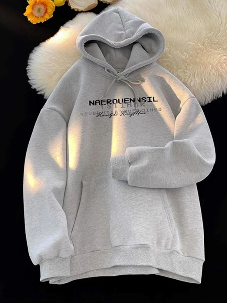 Autumn High Street Letter Printed Hooded Sweatshirt Men Casual Loose Vintage American Style Hoodies Y2K Aesthetic Fashion Hoodie Street King Limited