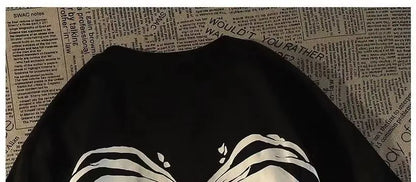 Pure cotton American retro dark skeleton short-sleeved T-shirts for men and women summer ins loose street style couple y2k tops Street King Limited
