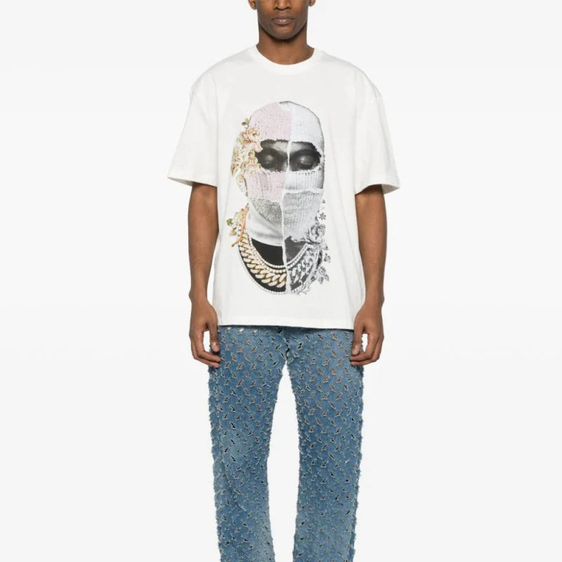2024ss New IH NOM UH NIT T-shirt Masked Gold Necklace Printing Men Woman Good Quality Chaopai Top Tees Street King Limited