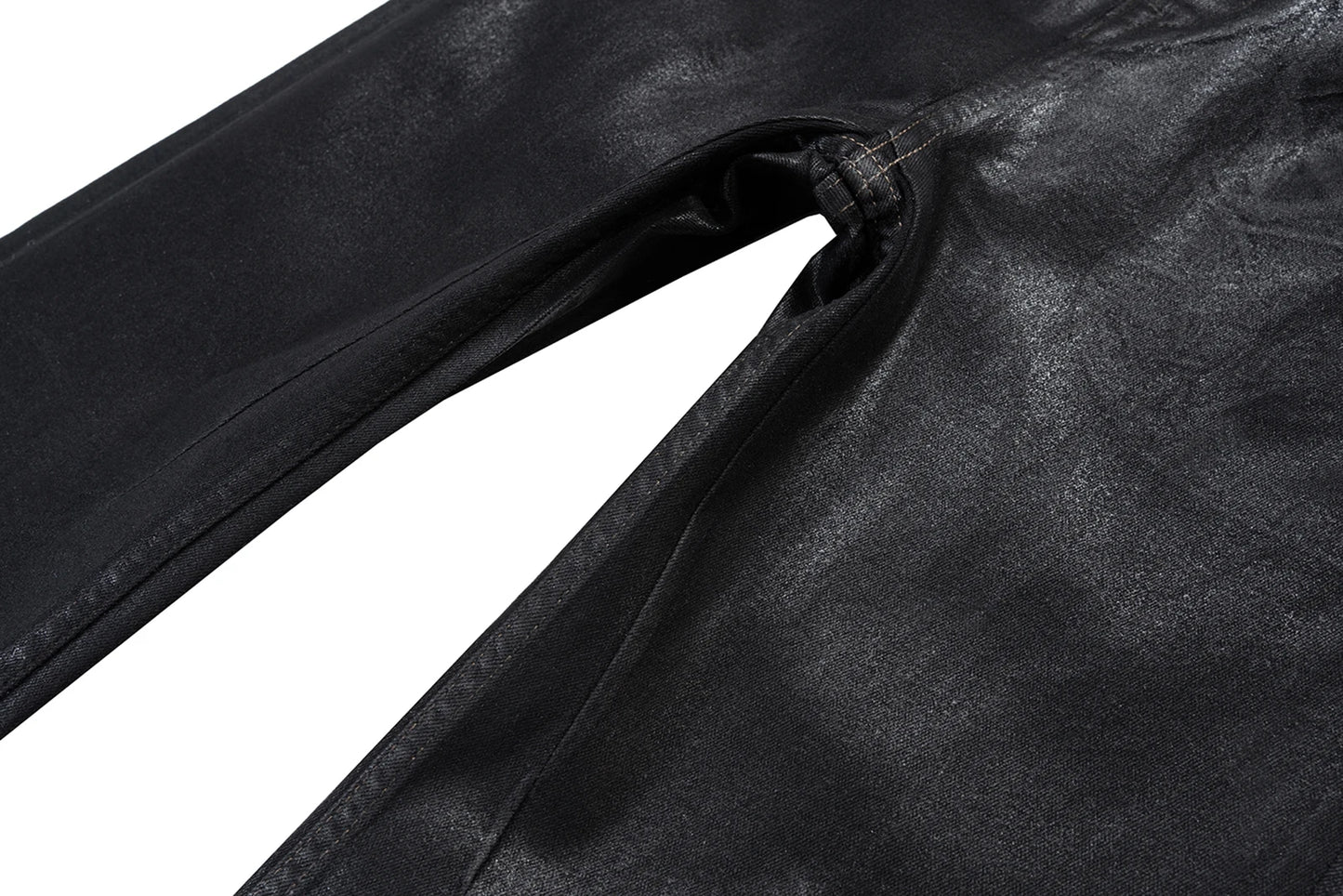 Streetwear Black Wax Leather Strecth Jeans for Men Ropa Hombre Baggy Y2k Flare Pants Oversized Straight Denim Trousers Street King Limited