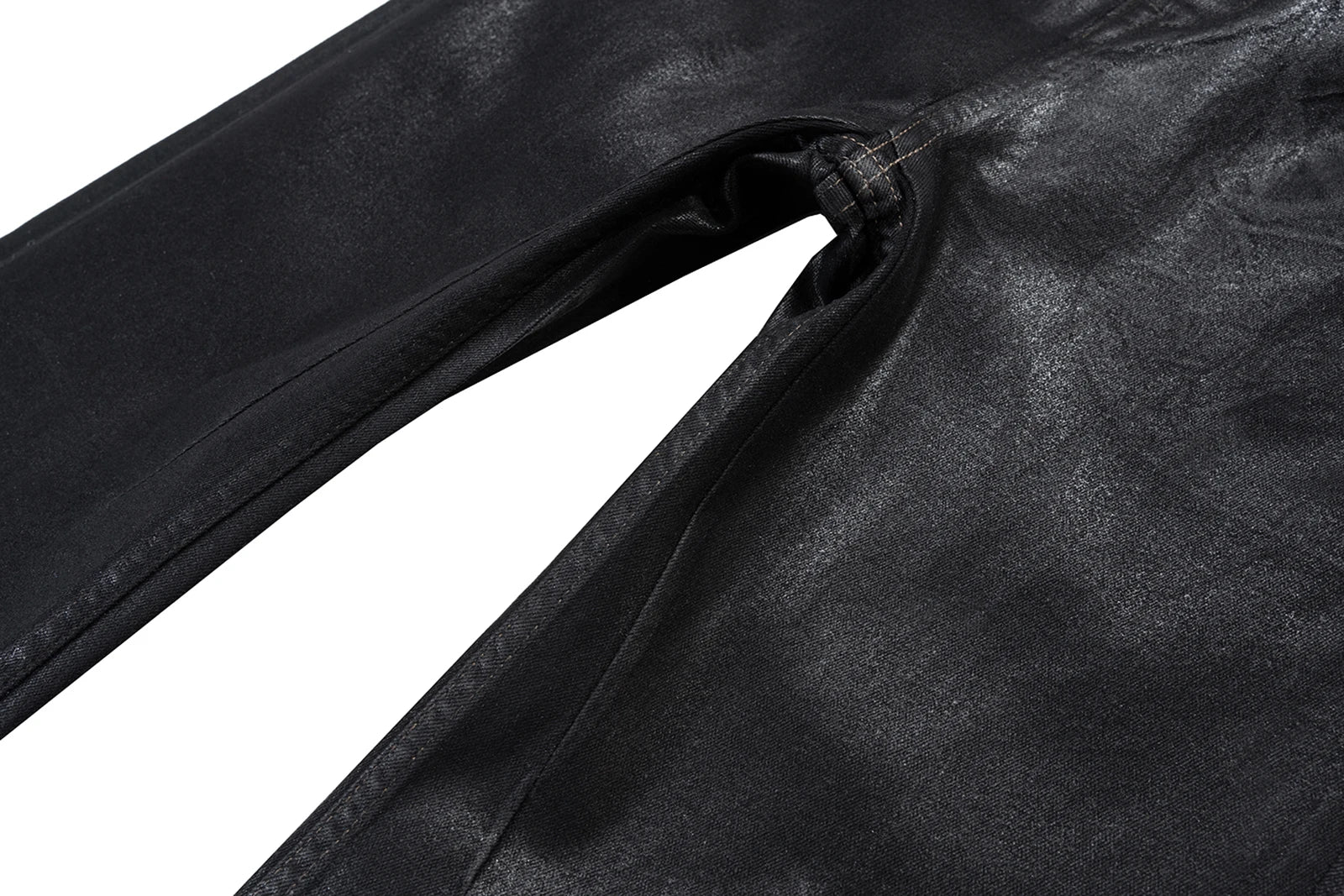 Streetwear Black Wax Leather Strecth Jeans for Men Ropa Hombre Baggy Y2k Flare Pants Oversized Straight Denim Trousers Street King Limited