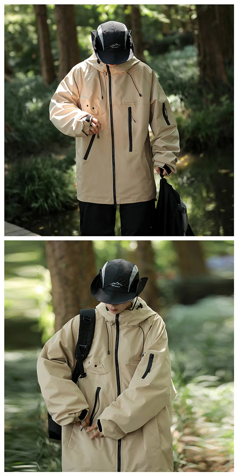 mens vintage waterproof outdoor functional jacket windbreaker camping sports elastic hoodie jackets autumn new fashion overcoat unique default style 155